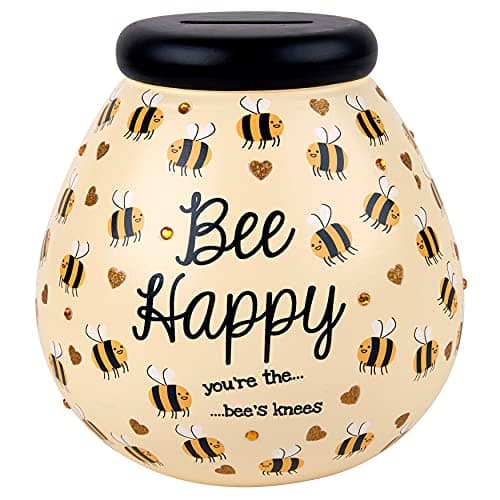 Image of Pot of Dreams Hand Painted Honey Bee Happy Funds Kids Save And Smash Handcrafted Ceramic Money Box | Eco Freindly & Recyclable Piggy Bank | Decorative Gift and Save for New Toys & Video Games