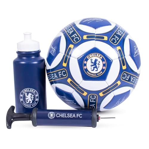 Image of Hy-Pro Officially Licensed Chelsea F.C. Signature Football Gift Set - Gifts for Boys and Girls - Ball with Football Pump & Bottle