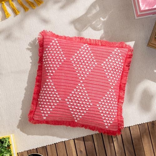 Image of furn. Kadie Indoor/Outdoor Fringed Feather Filled Cushion, 45 x 45cm
