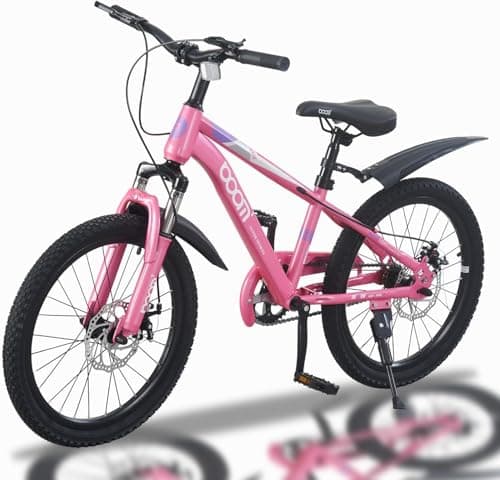 Image of TRIOBLADE Kids Bike 18" 20" 22" Kids Mountain Bike for Boys and Girls Junior Mountain Bikes Children Bicycle with Shock Absorber 12.25-Inch Frame Dual Disc Brake 5-14 Years Old (Pink, 18 inch)