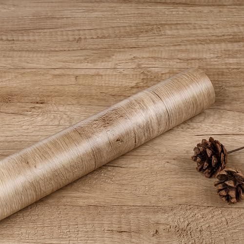 Image of ReWallpaper Sticky Back Vinyl Roll Wood Effect Thick Light Oak Vinyl Worktop Covering Waterproof Kitchen Wallpapers Wood Effect Contact Paper Self Adhesive for Kitchen Countertops 40CMx3M