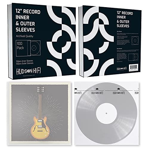Image of Hudson Hi-Fi 50x Inner & 50x Outer Protective Sleeves for Vinyl & Records Cover Art - Blocks Scratches, Static, Dust, Damage - Acid-Free, Smooth Slide - Fits Single Double Gatefold LP Sleeve
