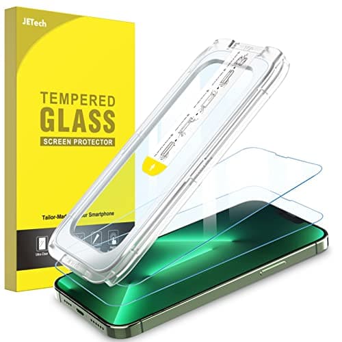 Image of JETech One Touch Install Screen Protector for iPhone 13 Pro Max 6.7-Inch, Full Coverage Tempered Glass Film, Auto Alignment Tool Kit, HD Clear, 2-Pack