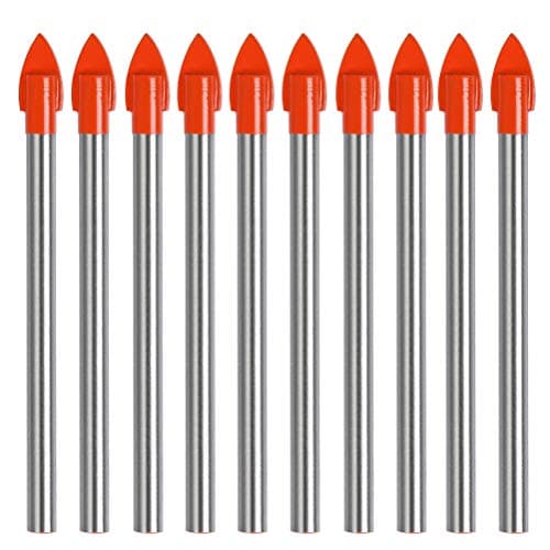 Image of TIMESETL 10pcs Glass Drill Bit - 6mm Tile Drill Bit, 3/16" Round Shank Spear Head for Glass, Tile, Ceramic, Mirror, Porcelain, Marble
