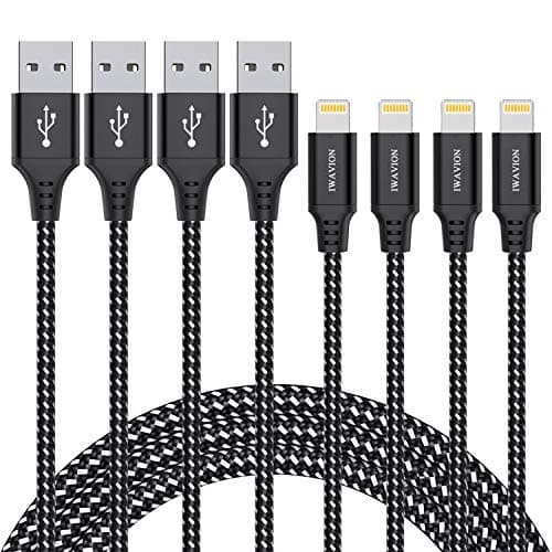 Image of IWAVION iPhone Charger Cable, 4Pack 3ft/1m Nylon Braided Lightning Cable USB Charger iPhone Charger Fast Charge MFi Certified iPhone Cable for iPhone 11 11 Pro XS Max X XR 8 7 6s 6 Plus, iPad Mini/Air