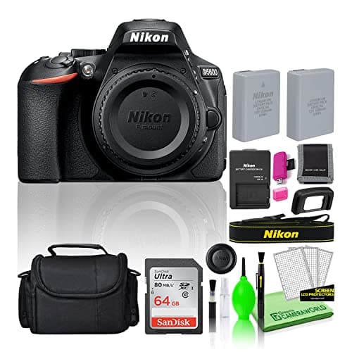 Image of Nikon D5600 24.2MP DSLR Digital Camera (Body Only) (1575) Deluxe Beginner Bundle Kit -Includes- Sandisk 64GB SD Card + Large Camera Gadget Bag + Spare Battery + Deluxe Cleaning Kit + More