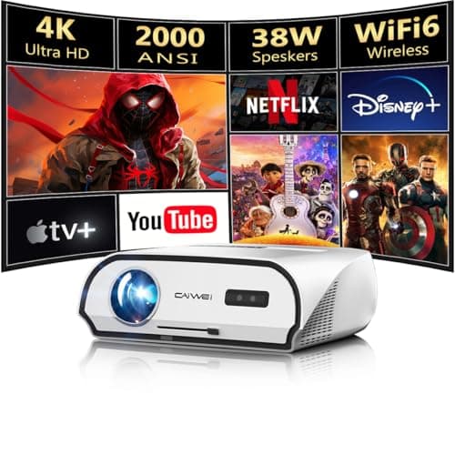 Image of Smart 4K Projector for Home & Outdoor – 1800 ANSI Bright Daylight Projector, HDR10+, WiFi 6 Bluetooth 5.2, HDMI 2.1, 38W Speakers, Quick Focus Adjustment, Built-in Apps for Movies, Gaming & Business