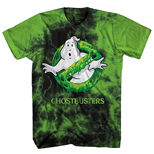 Image of Ghostbusters Mens Stay Puft Shirt Stay Puft Logo Tee Shirt Graphic T-Shirt, Black Green Tie Dye, Medium