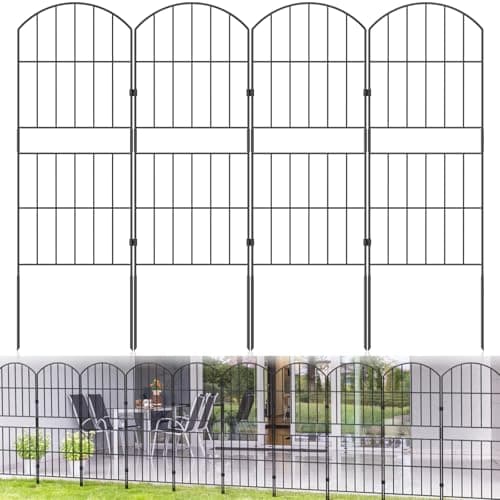 Image of WELDUN Garden Fences Total 310CM(H) × 85CM(H), Garden Fencing Animal Barrier, No Dig 10 Pcs Rustproof Metal Fence Panels, Black No Dig Fence, Decorative