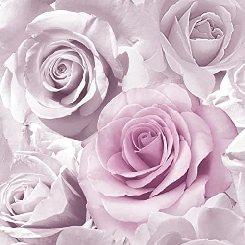 Image of Muriva Madison Glitter Amethyst Wallpaper 139522 - Flower Floral Large Roses Pink