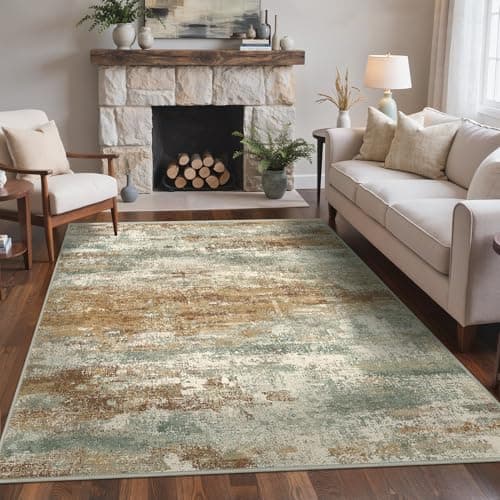 Image of BEIMO XL Washable Rugs 200x290cm, Abstract Area Rugs for Bedroom Soft Short Pile, Machine Washable Rug Non-Slip Large Rugs for Living Room, Dining Room, Sunset Yellow & Grey