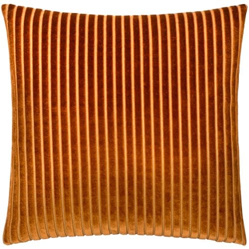 Image of Paoletti Savoy Stripe Polyester Filled Cushion – Reversible Soft Textured Velvet Decorative Cushion for Sofas Beds and Armchairs (Brick - 50x50cm)