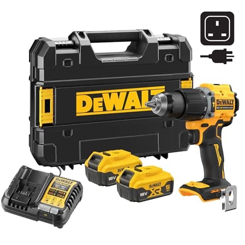 Image of DEWALT 18V XR Brushless Compact Hammer Drill Driver with 2 5Ah Lithium-Ion Batteries and TSTAK Kitbox, UK Plug, DCD799P2T-GB