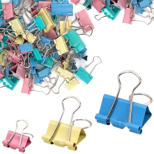 Image of 72Pcs Bulldog Clips, 15mm 19mm 25mm Assorted Size Paper Clips, Colored Metal Foldback Clips, File Money Papper Stationary Clamps for Office School Home Kitchen Shops