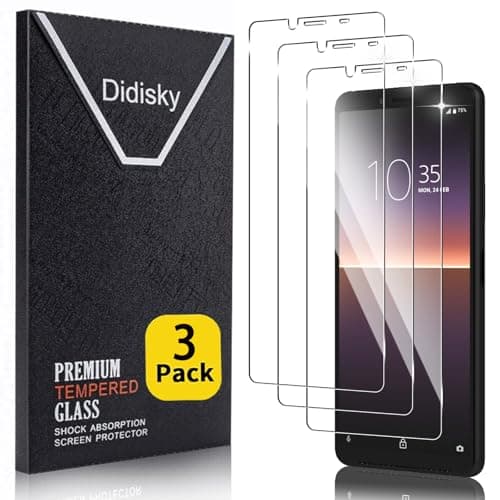 Image of Didisky 3 Pack Tempered Glass Screen Protector for Sony Xperia 10 II, Scratch-Resistant, 9H Hardness, No Bubbles, High Definition Screen Protector, Easy to Use