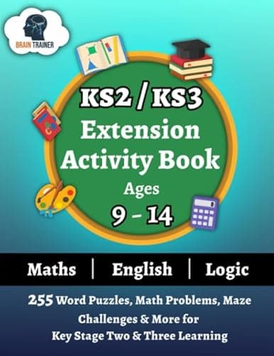 Image of KS2/KS3 Extension Activity Book Ages 9-14 - 255 Word Puzzles, Math Problems, Maze Challenges & More For Key Stage Two & Three Learning