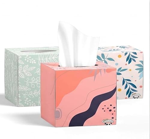 Image of Panda Cuddle Luxury Soft 3-Ply Cube Facial Tissues, Extra Thick White Tissues, Bulk Case of 24 Boxes (1,344 Sheets Total), Premium Softness, Made in UK