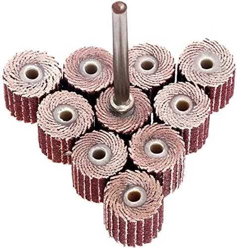 Image of Utoolmart 240 Grit 20mm x4mm x 3mm Flap Sanding Wheel Head Grinding Disc Blinds Moveable Stainless Steel Handle Grinding Sandpaper with Mandrel Abrasive Rotory Polishing Tool 2pcs
