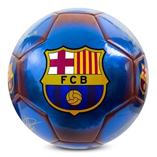 Image of Hy-Pro Officially Licensed FC Barcelona Classic Signature Football – With Metallic Finish, Match Ball and for Training, Player Signatures – Barcelona Football Size 5, Collectible for Fans