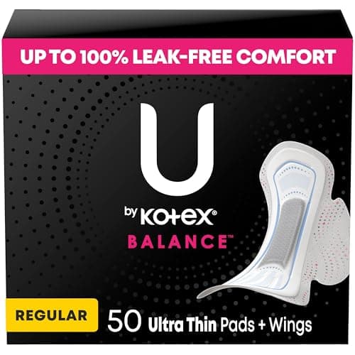 Image of U by Kotex Balance Ultra Thin Pads with Wings, Regular Absorbency, 50 Count