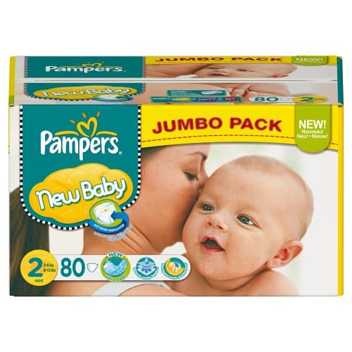 Image of Pampers New Baby Size 2 (Mini) Jumbo Pack 80 Nappies