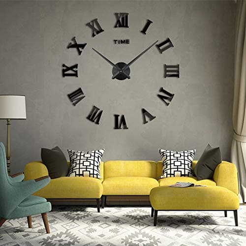 Image of Timelike 3D DIY Frameless Large Wall Clock Modern Roman Numerals 3D Mirror Sticker Home Office Decorations for Living Room Bedroom