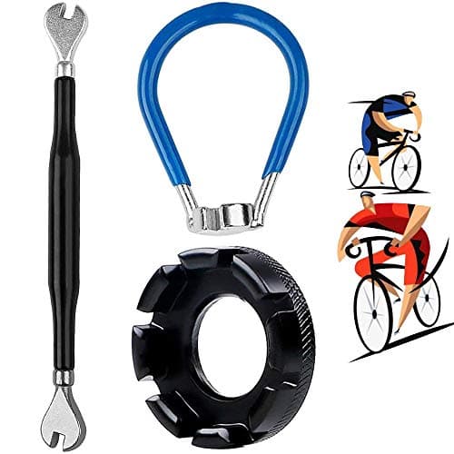 Image of XCOZU 3 Pack of Bike Spoke Tool Set, Bike Spanner/Bike Wheel Spoke Key/Spoke Wrench, Bicycle Spokes Kit Forged Steel Bike Rim Correct Tool, 10-15 Gauge（Black and Blue）