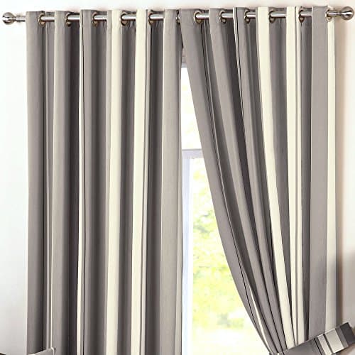 Image of Curtina - Whitworth - Ready Made Lined Eyelet Curtains - 46" Width x 90" Drop (117 x 229cm), Charcoal