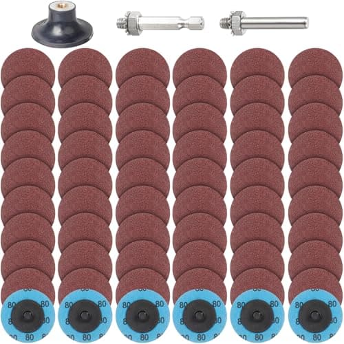 Image of PMIQSA 63 Pcs Quick Change Discs Set, 2 Inch (50mm) Sanding Discs with 1/4" Holder Grit 80, for Die Grinder Discs Surface Prep Burr Rust Paint Removal