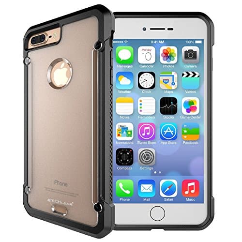 Image of TECHGEAR iPhone 8 Plus, iPhone 7 Plus Case - [Fusion Armour] Premium Slim Hybrid Tough Rugged Protective Bumper Case Heavy Duty Protector Cover Compatible with Apple iPhone 8 Plus, 7 Plus, Black/Clear