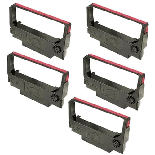 Image of ECSC InkJello Compatible Ribbon Cartridge Replacement for EPSON ERC30 34 38 MICROSAUTOCUT2000 4000EPSONTM200 4000EPSONTM200 260 200A 200B 200D 220A 220A 220B 220D 230 300 ERC30 (Black/Red 5-Pack)
