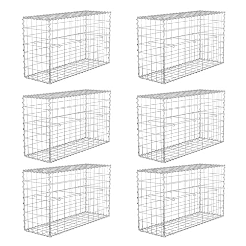 Image of 6X Gabion Baskets,Garden Mesh Wire Cages Galvanised Steel, Outdoor Gabion Cages Stone Basket Spiral Planter Retaining Wall(100 x 50 x 30cm)