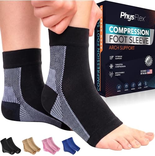 Image of Compression Socks for Plantar Fasciitis, Achilles Tendonitis Relief - Ankle Compression Sleeve for Heel Spurs, Foot Swelling & Fatigue - Arch Support Brace for Everyday Use (1 Pair)