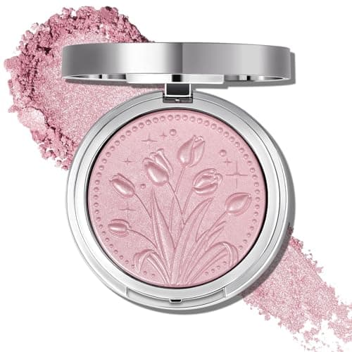 Image of UCANBE Sparkle Bomb Baked Highlighter, Powder Highlighter Makeup, High Glossy Illuminator Palette for Face & Body, Weightless and Buildable (03 Rose Glow)
