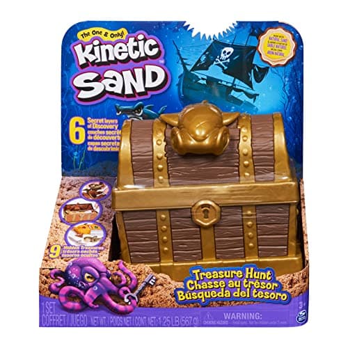 Image of Kinetic Sand, Treasure Hunt Playset with 9 Surprise Reveals, 567g Brown and Rare Shimmer Gold Play Sand, Sensory Toys for Kids Ages 3 and up