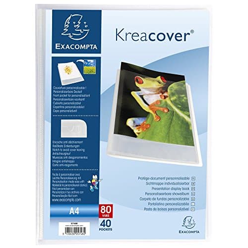 Image of Exacompta - Ref 5748E - Kreacover Collection - Semi-Rigid Opaque PP Display Book - 240 x 320mm in Size, Suitable for A4 Documents, 40 Pockets - Clear (Single)