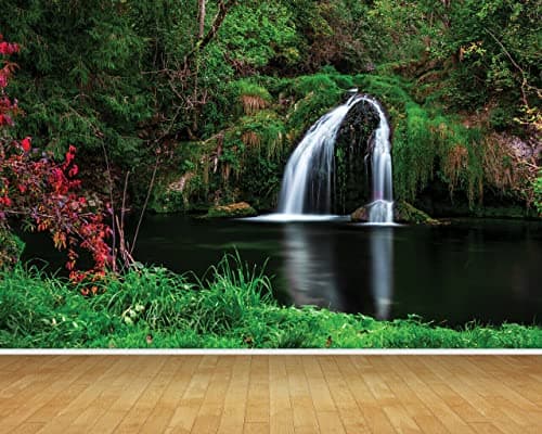 Image of Waterfall Nature Water Lake Forest Wall Art Wall Mural Wallpaper fit with Standard Wall Paper Paste 300cm Wide x 240cm deep