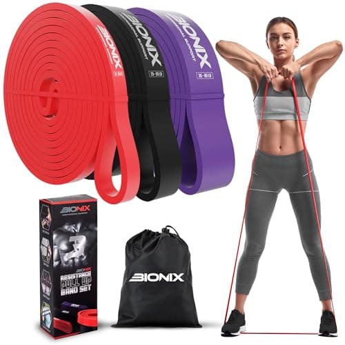 Image of Bionix Resistance Bands - Pull Up Assistance Bands Set for Calisthenics, Muscle Toning, Yoga, Strength Training, Powerlifting Equipment- Stretch Bands for Exercise- Gym Fitness Bands for Men and Women