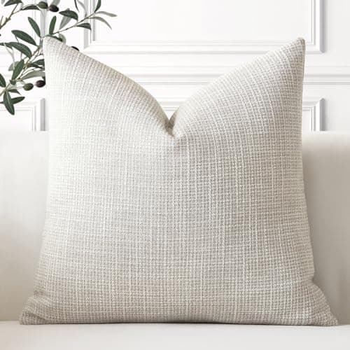 Image of Artscope Linen Cushion Covers Set of 1 Decorative Square Pillowcase Pillow Cover 18x18 Inch for Home Decor Sofa Bedroom Car 45x45cm Beige