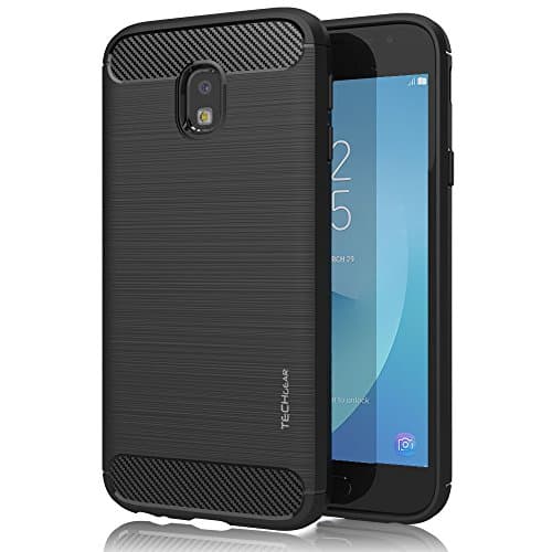 Image of TECHGEAR Galaxy J3 2017 Case - [Stealth Case] Flexible, Shockproof, Slim Fit, Soft TPU Protective Shell Cover with Carbon Fibre Design Compatible with Samsung Galaxy J3 2017 (SM-J330 Series)