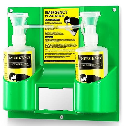 Image of CGOLDENWALL Plastic Wall Mounted Emergency Eyewash Station Portable Eye Washer Laboratory Portable Eye Wash Skin Wash Shower Face Shower Plastic Double Empty Bottle (Single Eye)