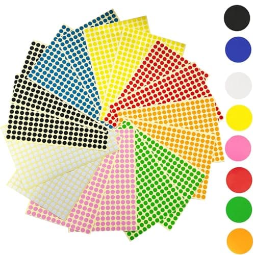 Image of 4160 Pcs 8mm Coloured Dot Stickers Round Sticky Dots Labels Self Adhesive Circle Dot Labels Sticky Coloured Dots 8 Colors