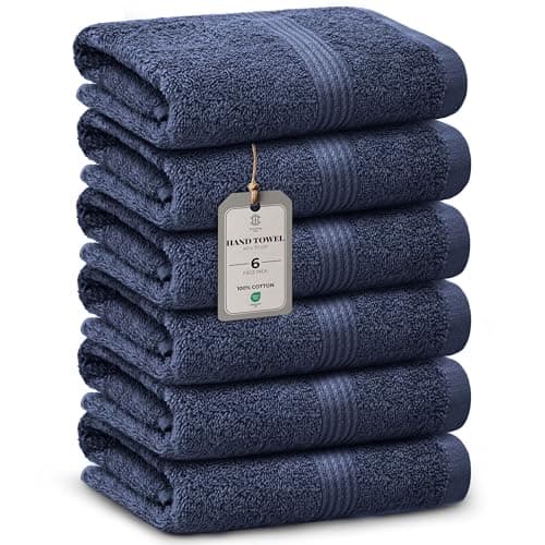 Image of HomeBurg Luxe 6-Piece Towel Set – Soft & Absorbent Cotton, Quick-Drying, Easy Care, 40 x 70 cm, Navy Blue