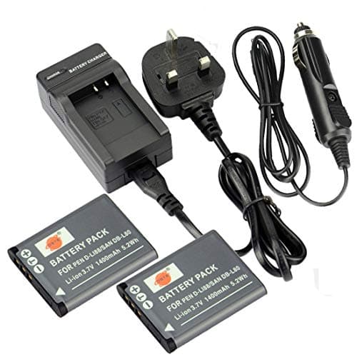 Image of DSTE 2pcs D-LI88 Rechargeable Li-ion Battery + Charger DC89U for Pentax Optio H90, P70, P80, W90, WS80 Digatal Camera