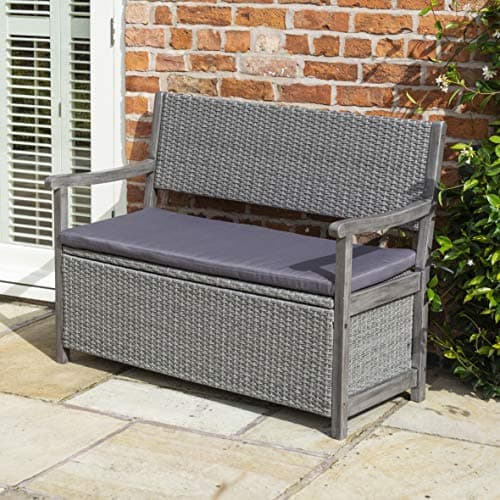Image of Rowlinson Alderley Rattan Storage Bench - Grey