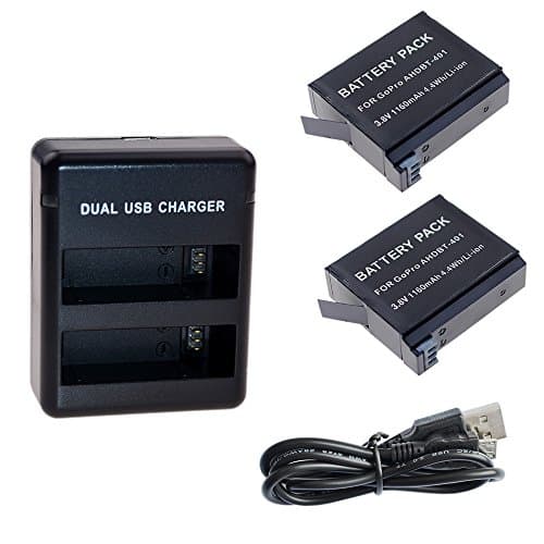 Image of Suptig Battery (2 Pack) and Dual Charger for Gopro HERO4 Black/Silver and AHDBT-401