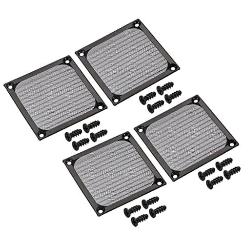 Image of PATIKIL 80mm Fan Filter Grills with Screws, 4 Pack Aluminum Frame Stainless Steel Mesh Dustproof Cover for Computer Case, Black
