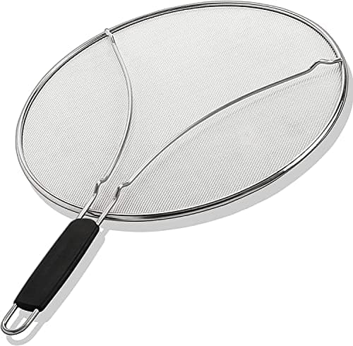 Image of Bergkoch Grease Splatter Screen for Frying Pan 15" - Stops 99% of Hot Oil Splash - Protects Skin from Burns - Iron Skillet Lid Keeps Kitchen Clean - Stainless Steel (15 inch)