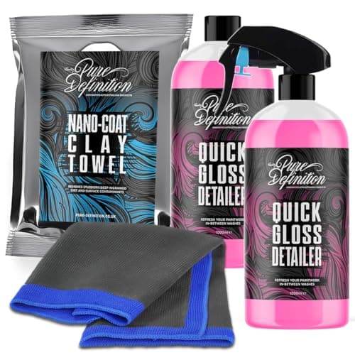 Image of Pure Definition Clay Cloth and Lube Car Detailing Kit, High Mirror Gloss Finish Detail Towel (1 x Clay Towel + 2 x Detailer 1L)