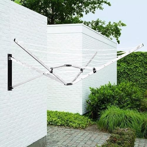 Image of OAKHIVE 5 Arm Rotary Airer - 26m Folding Cloth Airer for Indoor & Outdoor - 5 Arm Wall Mounted Rotary Washing Line for Outdoor Clothes Dryer with Adjustable Height, Drying Rack with Fixings